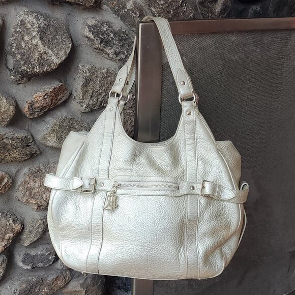 Lauren Ralph Lauren Pearl Shimmer Leather Hobo Shoulder Bag - Picture 2 of 16